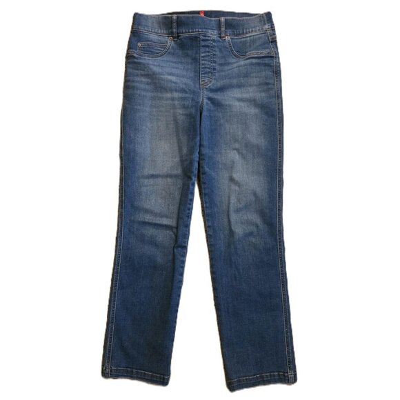 SPANX JEANS Medium Women's Stretchy Pull-On medium/light wash EUC - Picture 2 of 7